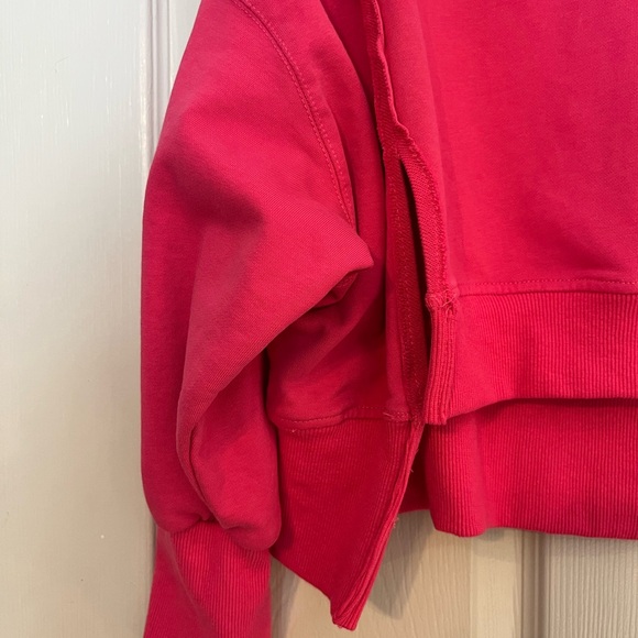 Women's Bight Pink Crop Top High Low Oversized Sweatshirt XL - Picture 4 of 7
